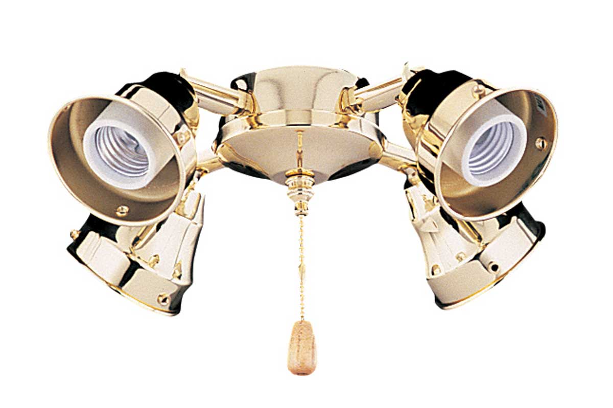 Polished Brass Light Kits For Ceiling Fans / Ceiling Fan Lighting